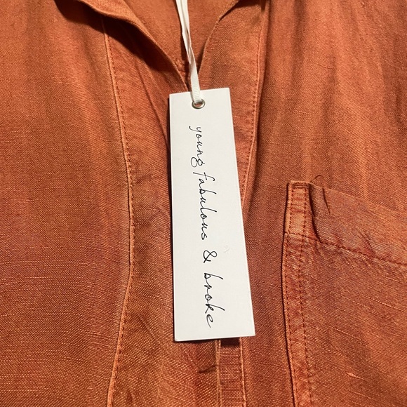 YOUNG FABULOUS & BROKE YFB LINEN BLEND FELIX PAPRIKA ROMPER - XS - Picture 3 of 9